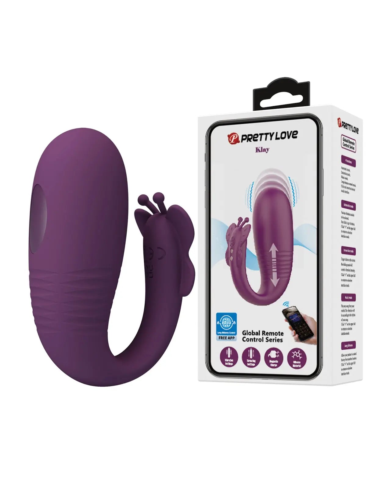 Pretty Love Klay App-Enabled Thrusting Hands-Free Vibrator - Purple Liaoyang Baile Health Care Produ