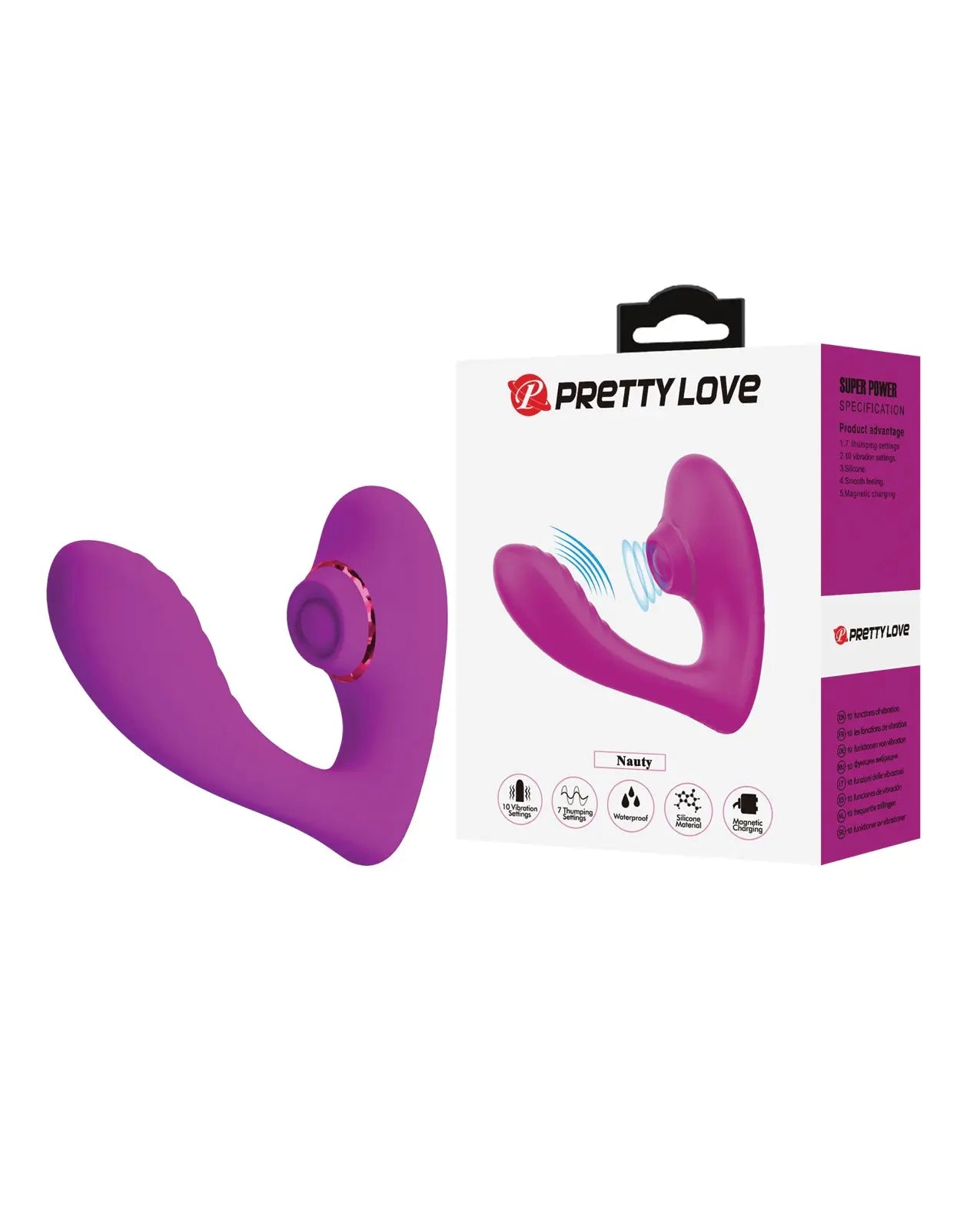 Pretty Love Nauty Thumping & Vibrating Insertable Vibrator - Fushsia Liaoyang Baile Health Care Produ
