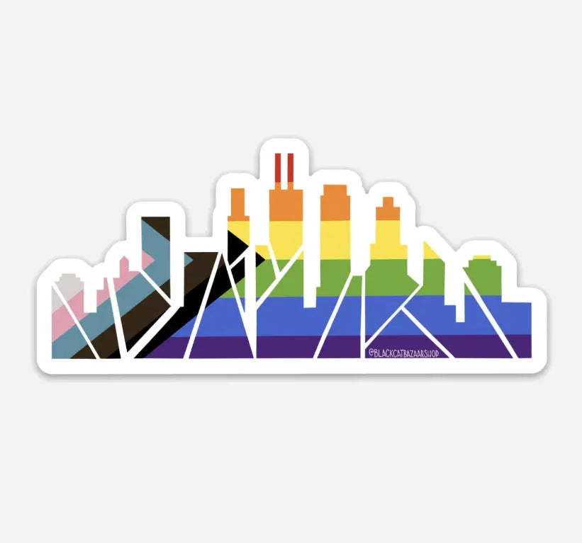 Pride Chicago Skyline Sticker Black Cat Bazaar