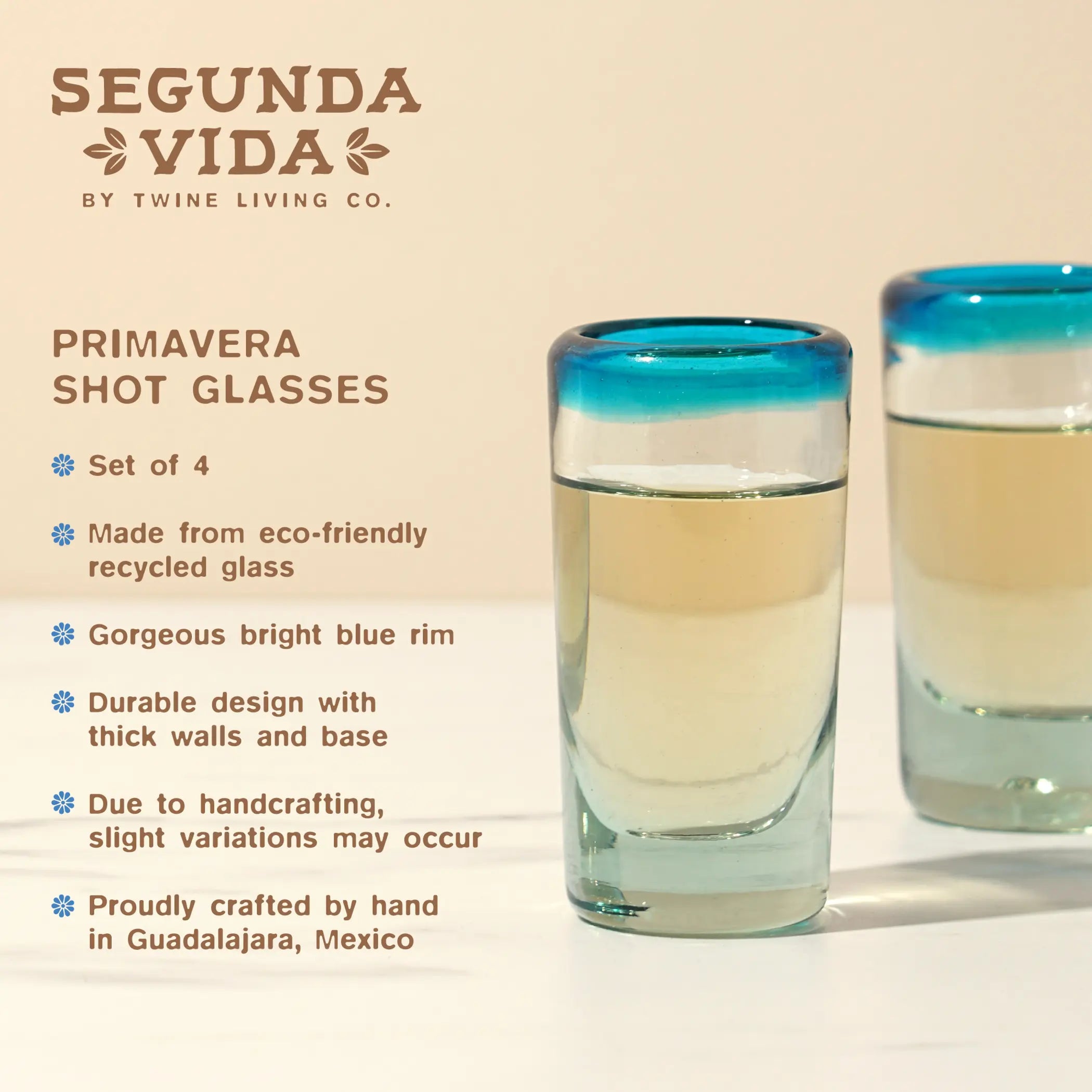 Primavera Recycled Shot Glass Set of 4 by Twine Living Twine