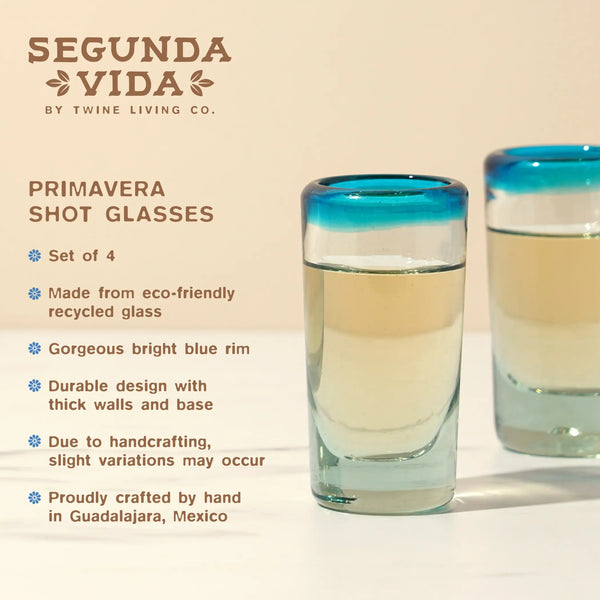 Primavera Recycled Shot Glass Set of 4 by Twine Living Twine