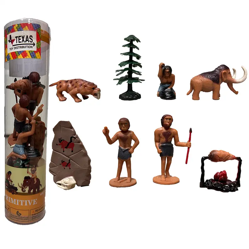 Primitive Man Prehistoric Figurine Tube Set Texas Toy Distribution
