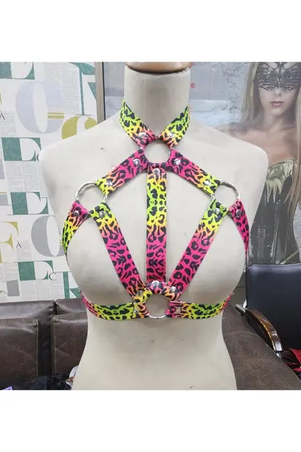 Print Stretchy Body Harness with Hardware Daisy Corsets