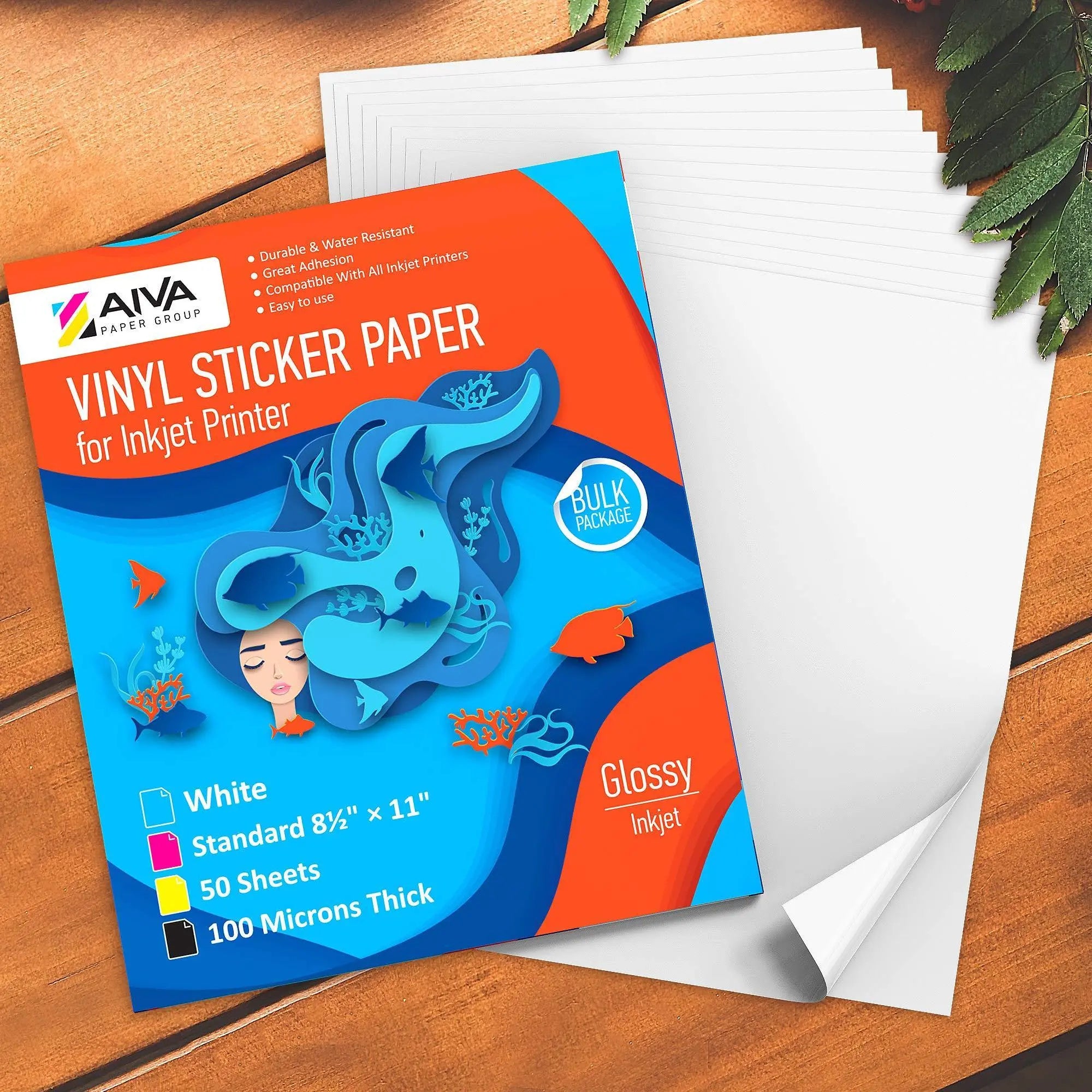 Printable Vinyl Sticker Paper  Waterproof Decal Paper for Inkjet Printer  50 SelfAdhesive Sheets  Glossy White  Standard Letter Size 8.5x11 Limia'S Care