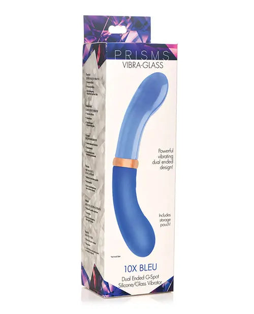 Prisms Vibra-glass 10x Dual Ended G Spot Silicone/glass Vibrator - Bleu Xr LLC