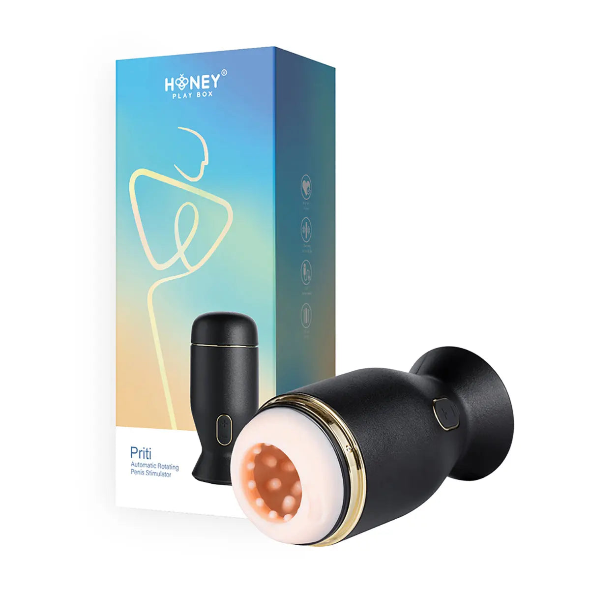 Priti Automatic Rotating Penis Stimulator - Black - GreatEagleInc