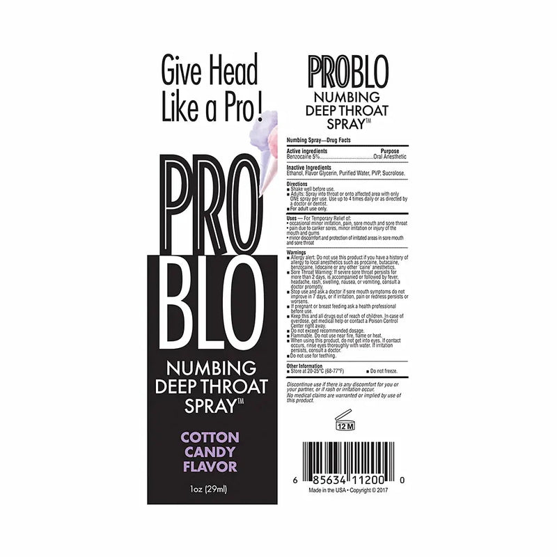 Pro Blo Deep Throat Spray CottCandy 1oz Little Genie