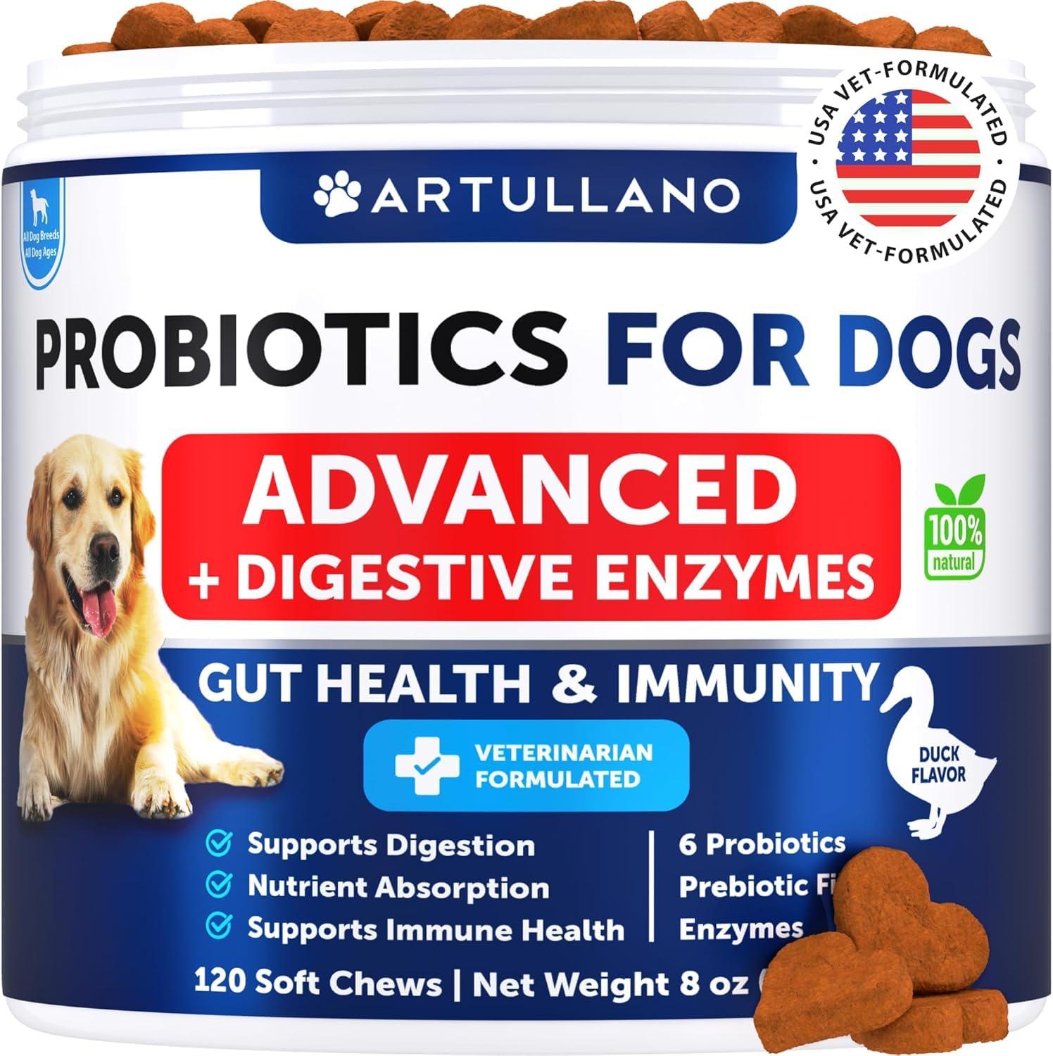 Probiotics for Dogs   Support Gut Health Itchy Skin Allergies Immunity Yeast Balance   Dog Probiotics and Digestive Enzymes with Prebiotics   Reduce Diarrhea Gas   120 Probiotic Chews for Dogs Artullano