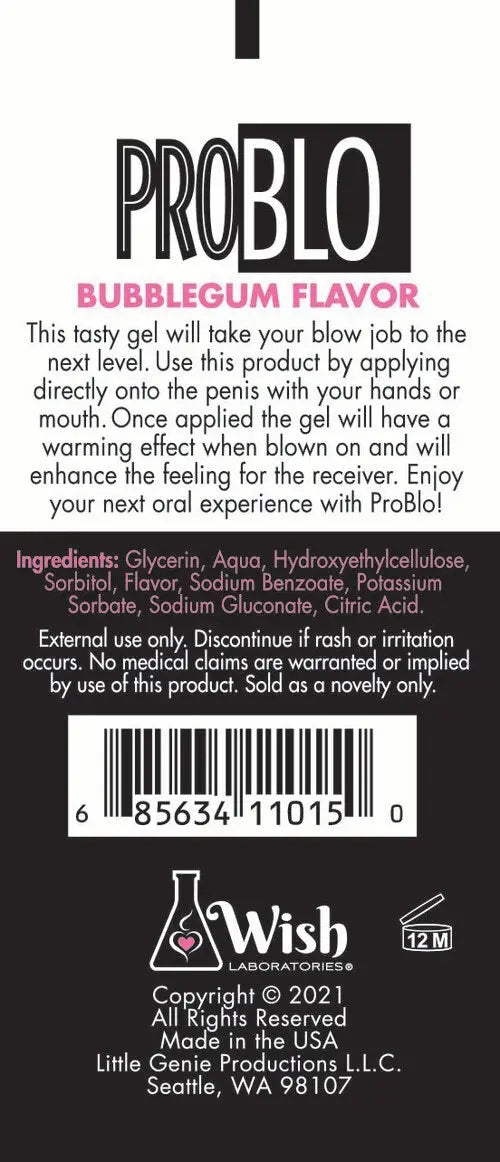 Problo Oral Pleasure Gel Bubblegum 1.5 Oz Little Genie