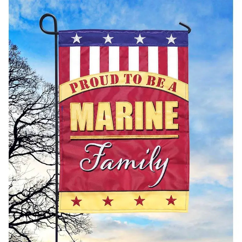 Proud To Be An Marine Family Double Applique Garden Flag Dicksons Inc