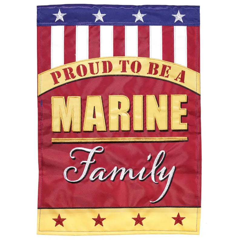Proud To Be An Marine Family Double Applique Garden Flag Dicksons Inc