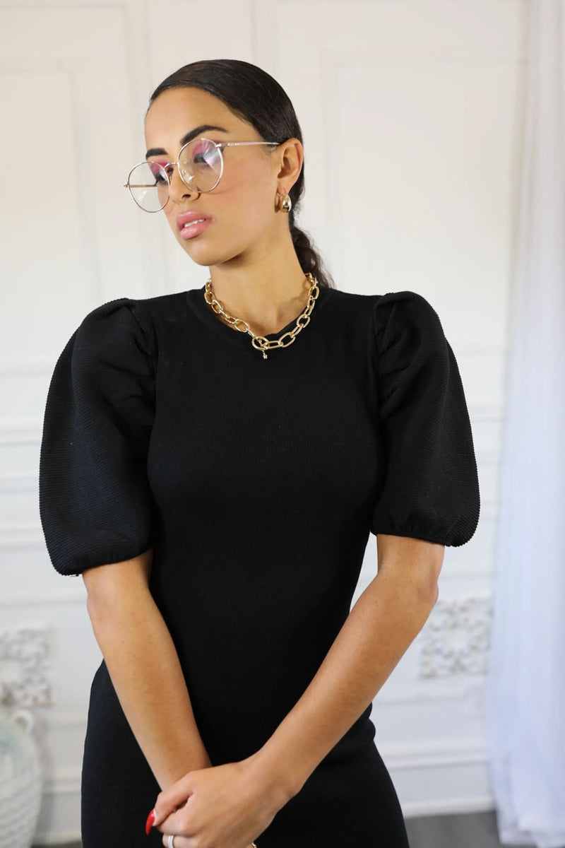 Puffy Sleeves Sweater Dress SurelyMine