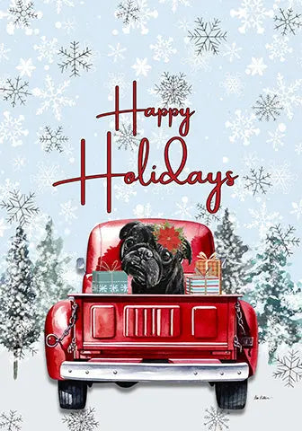 Pug Black - Hippie Hound Studio Best of Breed Holiday House and Garden Flag Best of Breed
