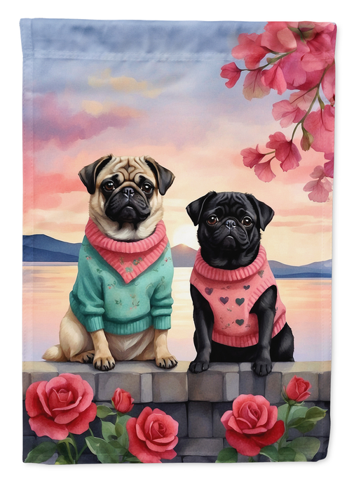 Pug Two Hearts Garden Flag Caroline's Treasures