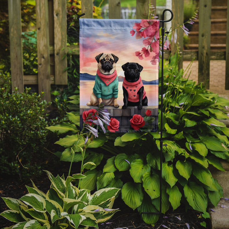 Pug Two Hearts Garden Flag Caroline's Treasures