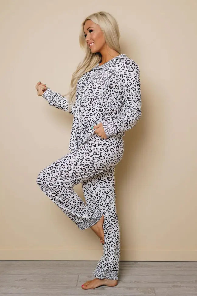 Pure Bliss Leopard Loungewear Set Stay Warm in Style