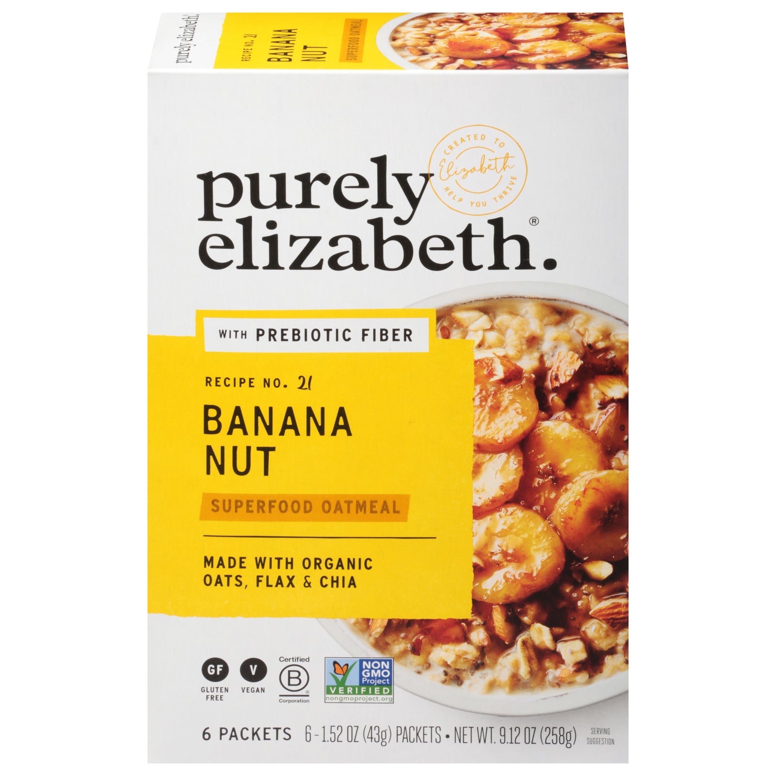 Purely Elizabeth - Sugar Free Oatmeal Banana Nut - Case Of 6-9.12 Oz Purely Elizabeth