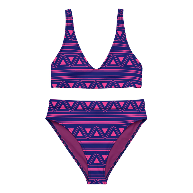 Purple Ethnic Tribal Recycled High Waisted Bikini for Women Adirelounge