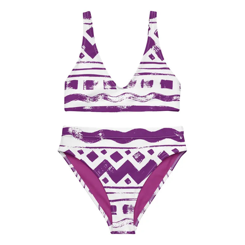 Purple Print Women Recycled High-Waisted Bikini Adirelounge