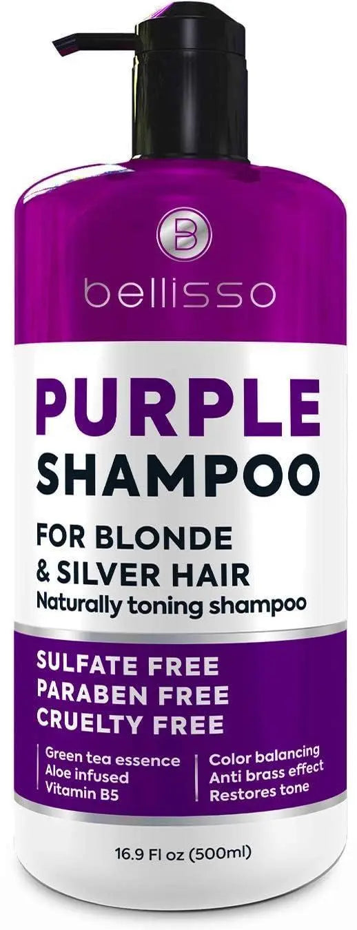 Purple Shampoo   Toner for Blonde Hair   For Color Treated Bleached Silver White and Gray Hair   Goodbye to Orange and Yellow Brassy Tones   Sulfate and Paraben Free   Women and Men Bellisso