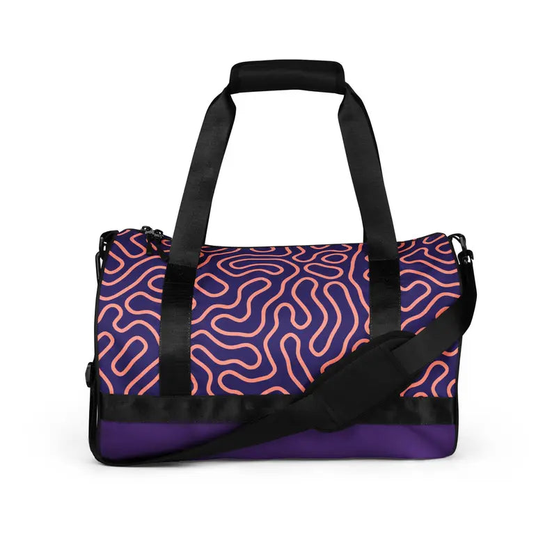 Purple Swiggle Print Print Gym Bag Adirelounge