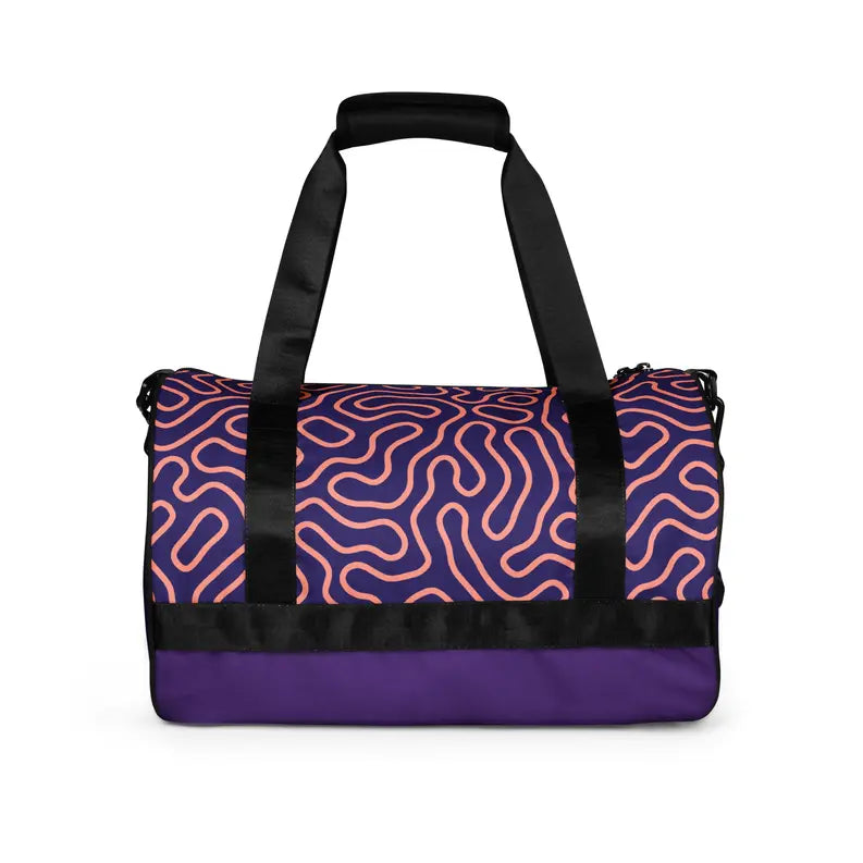Purple Swiggle Print Print Gym Bag Adirelounge
