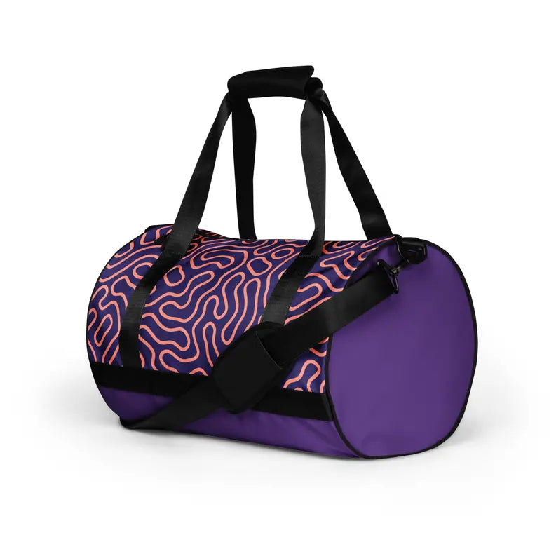 Purple Swiggle Print Print Gym Bag Adirelounge
