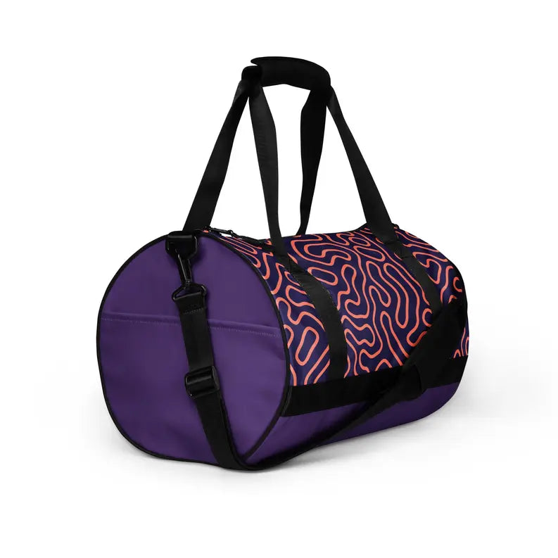 Purple Swiggle Print Print Gym Bag Adirelounge