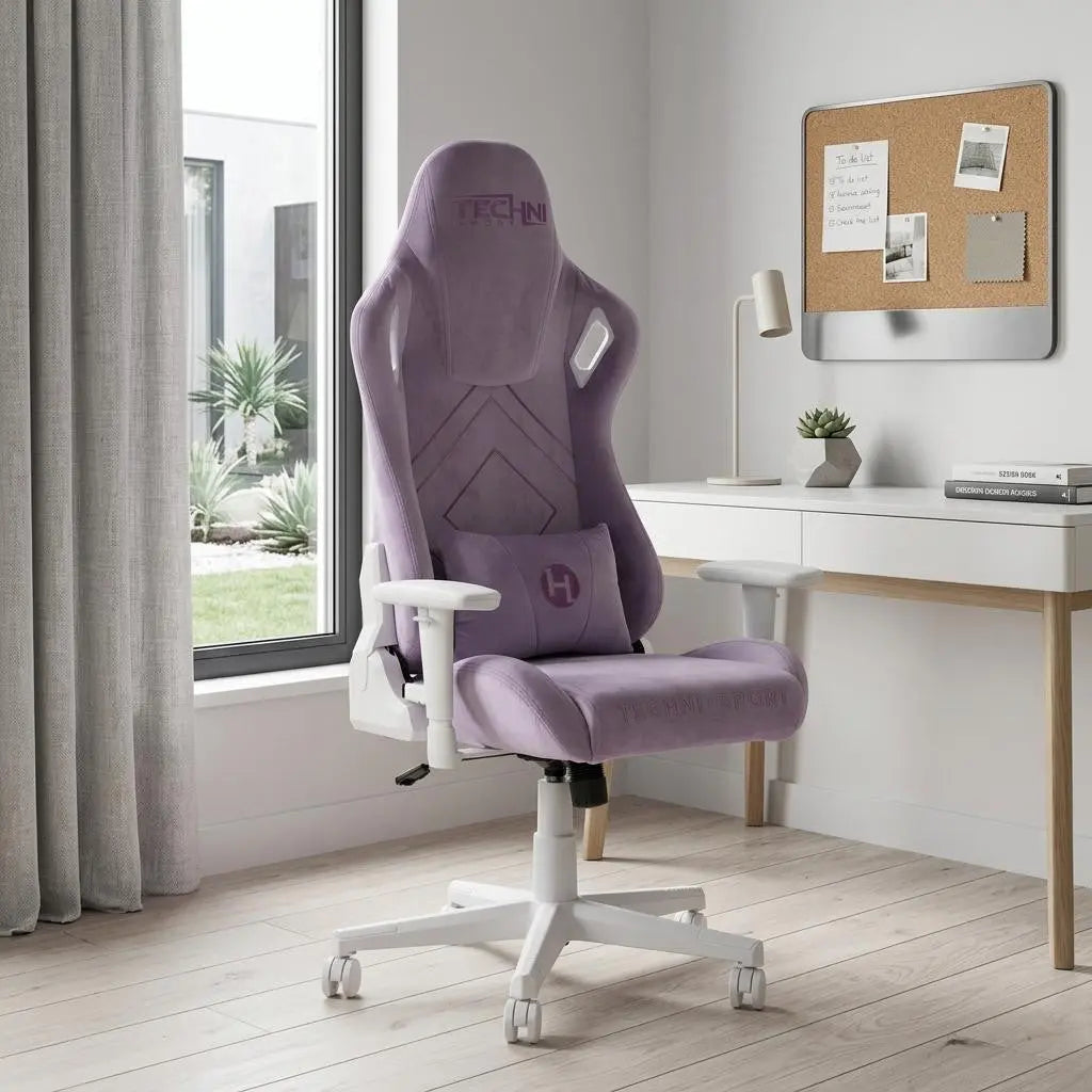 Purple and White Adjustable Height Swivel Rolling Gaming Chair Homeroots Office