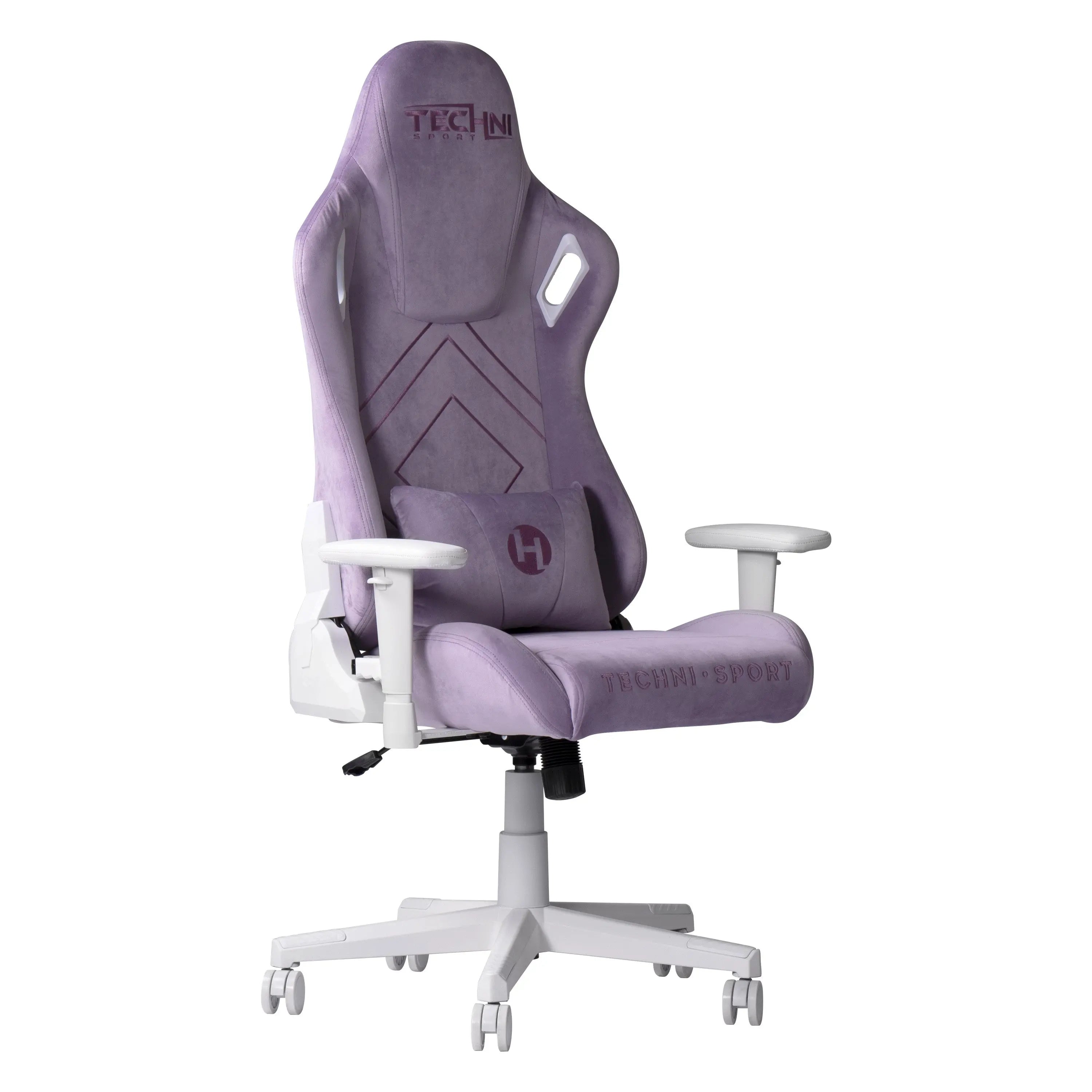 Purple and White Adjustable Height Swivel Rolling Gaming Chair Homeroots Office