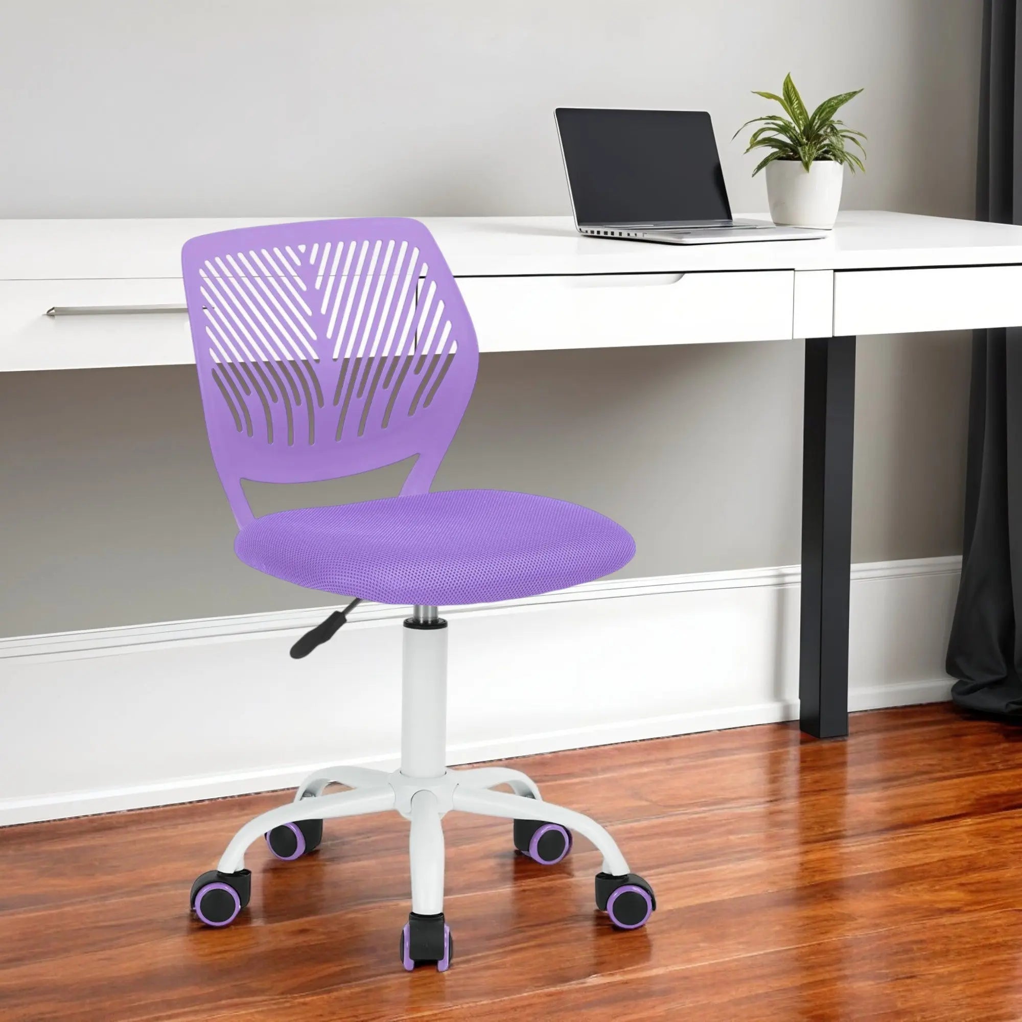 Purple and White Adjustable Height Swivel Rolling Office Chair Homeroots Office