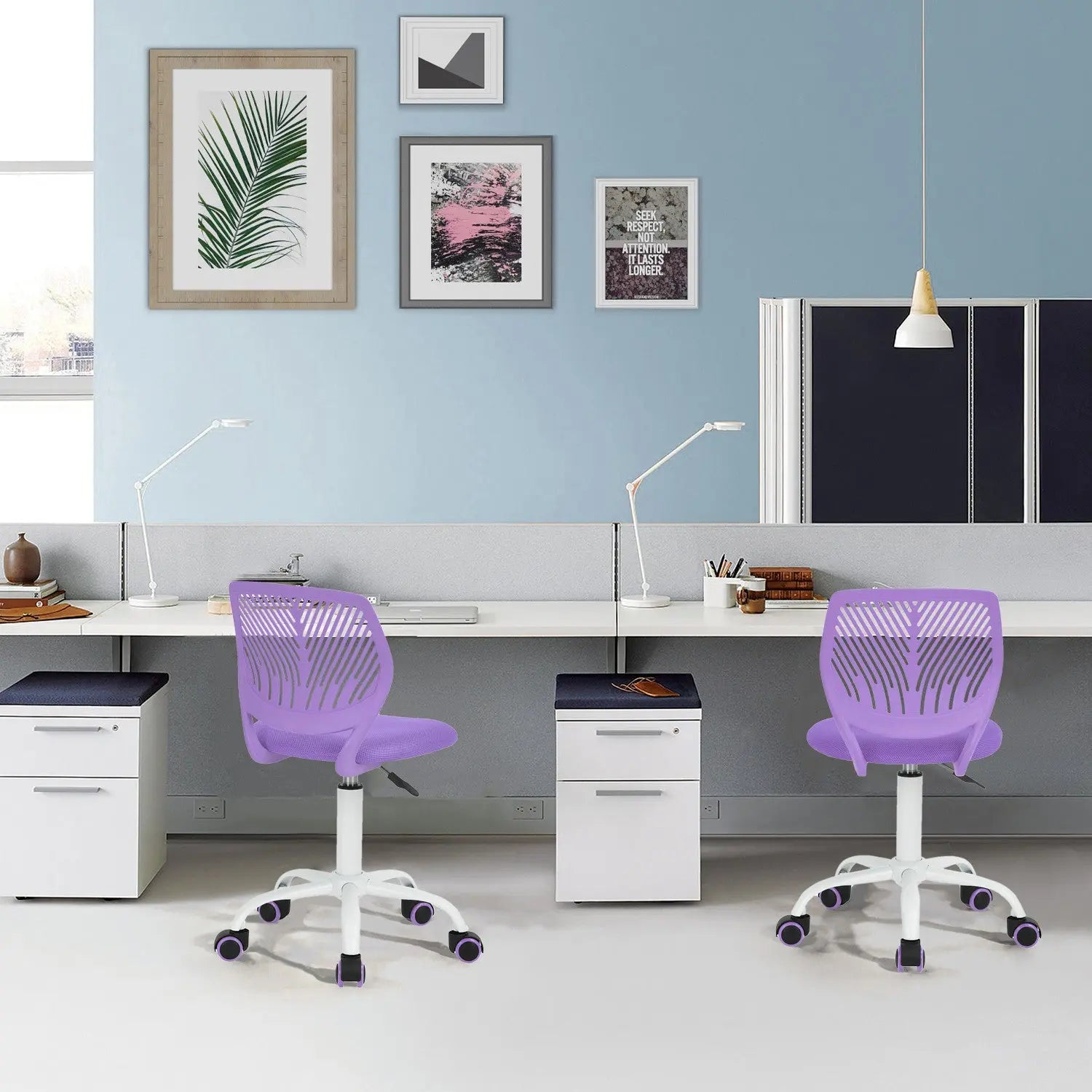 Purple and White Adjustable Height Swivel Rolling Office Chair Homeroots Office