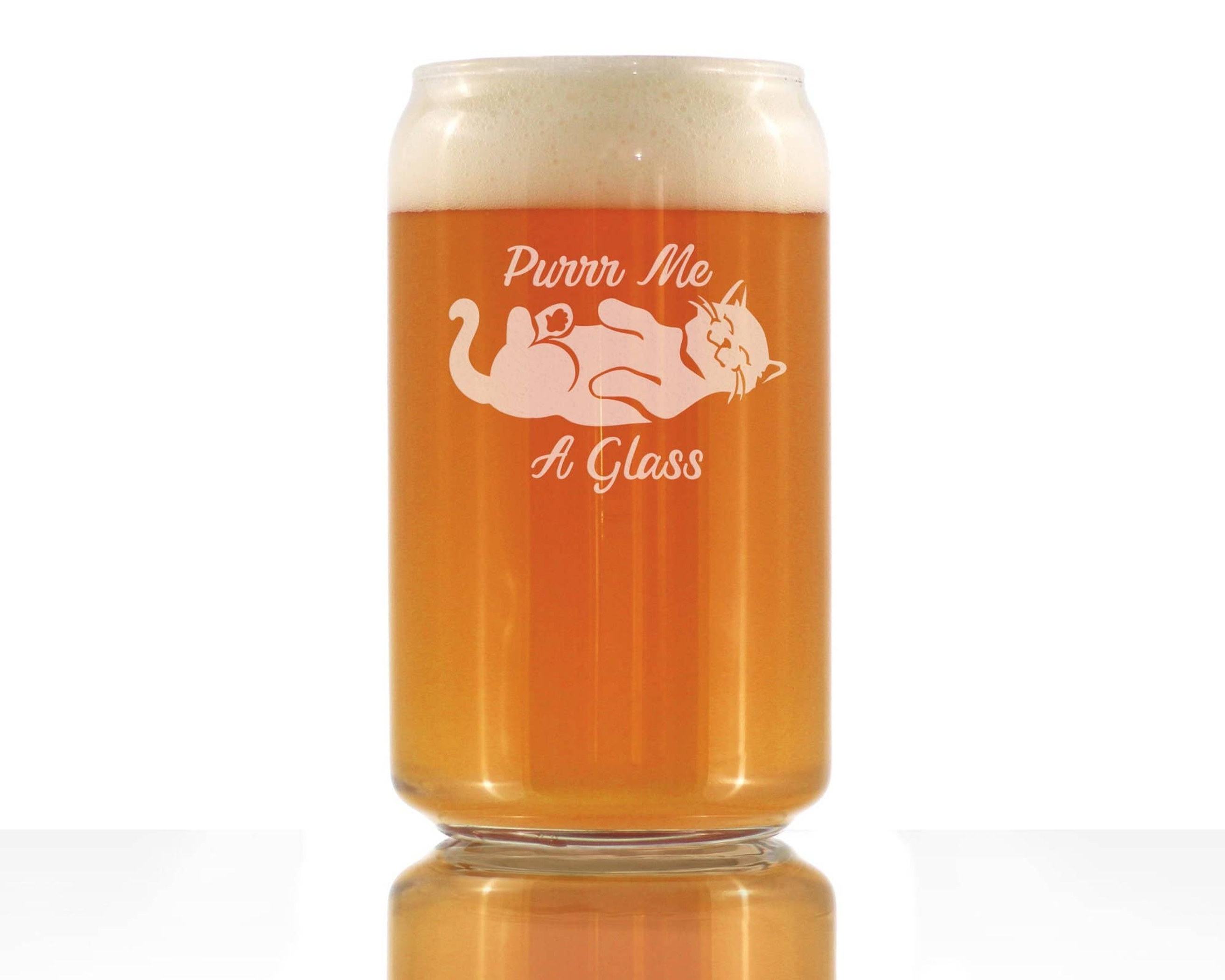 Purr Me A Glass Beer Can Pint Glass - Cat Gifts and Decor Bevvee