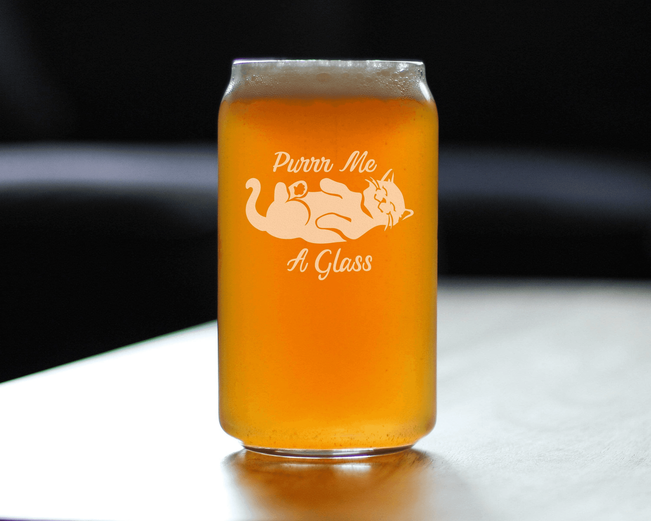 Purr Me A Glass Beer Can Pint Glass - Cat Gifts and Decor Bevvee
