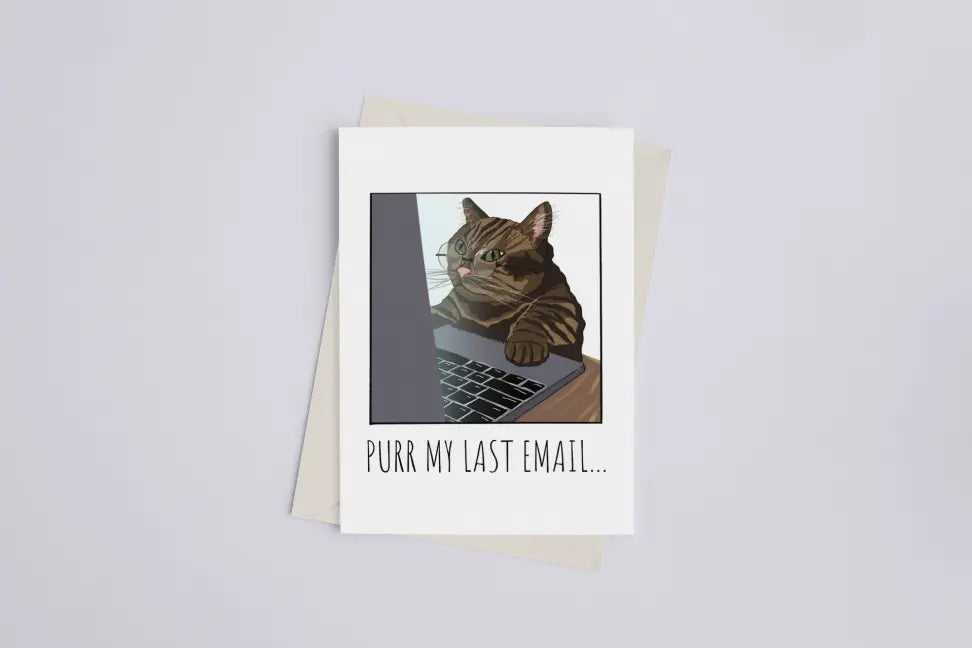 Purr My Last Email - Greeting Card Black Cat Bazaar