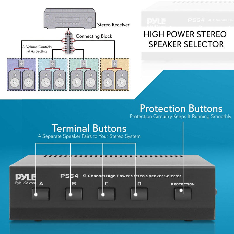 Pyle 4 Channel Stereo Home Theater Speaker Selector Pyle