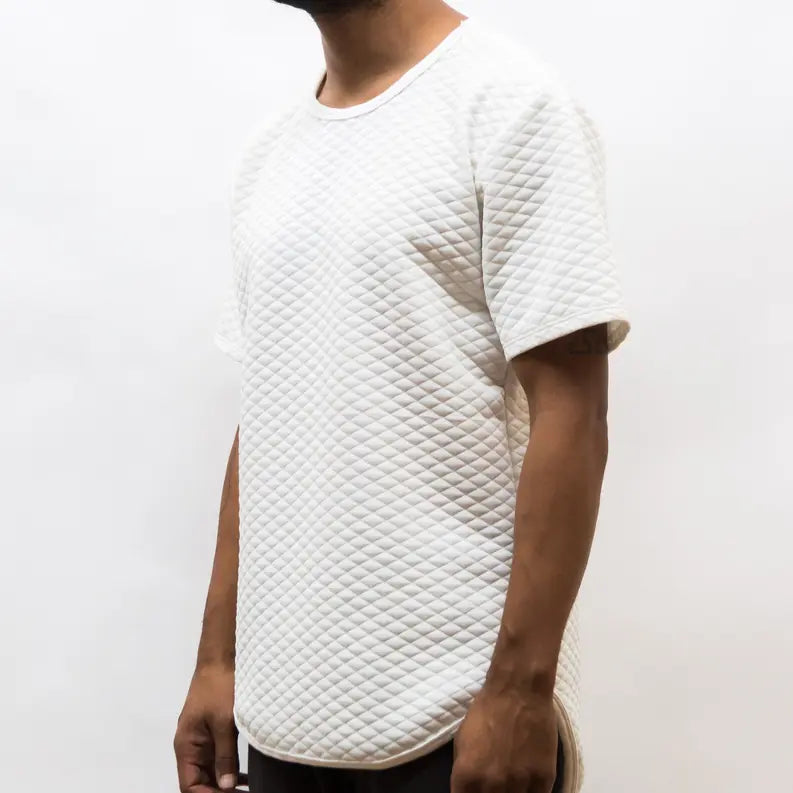 QUILTED SCALLOP TEE- WHITE WEIV