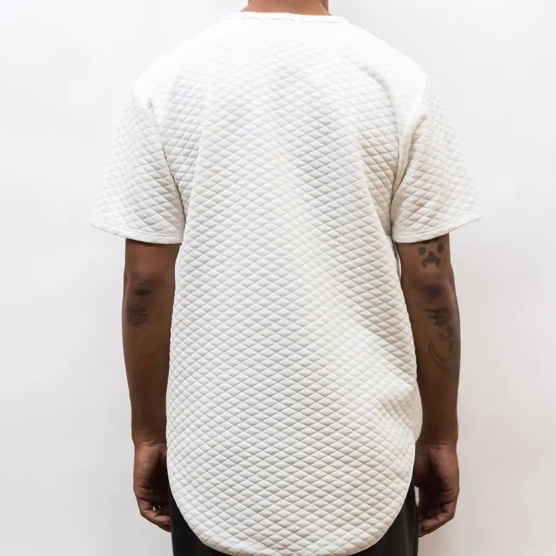 QUILTED SCALLOP TEE- WHITE WEIV