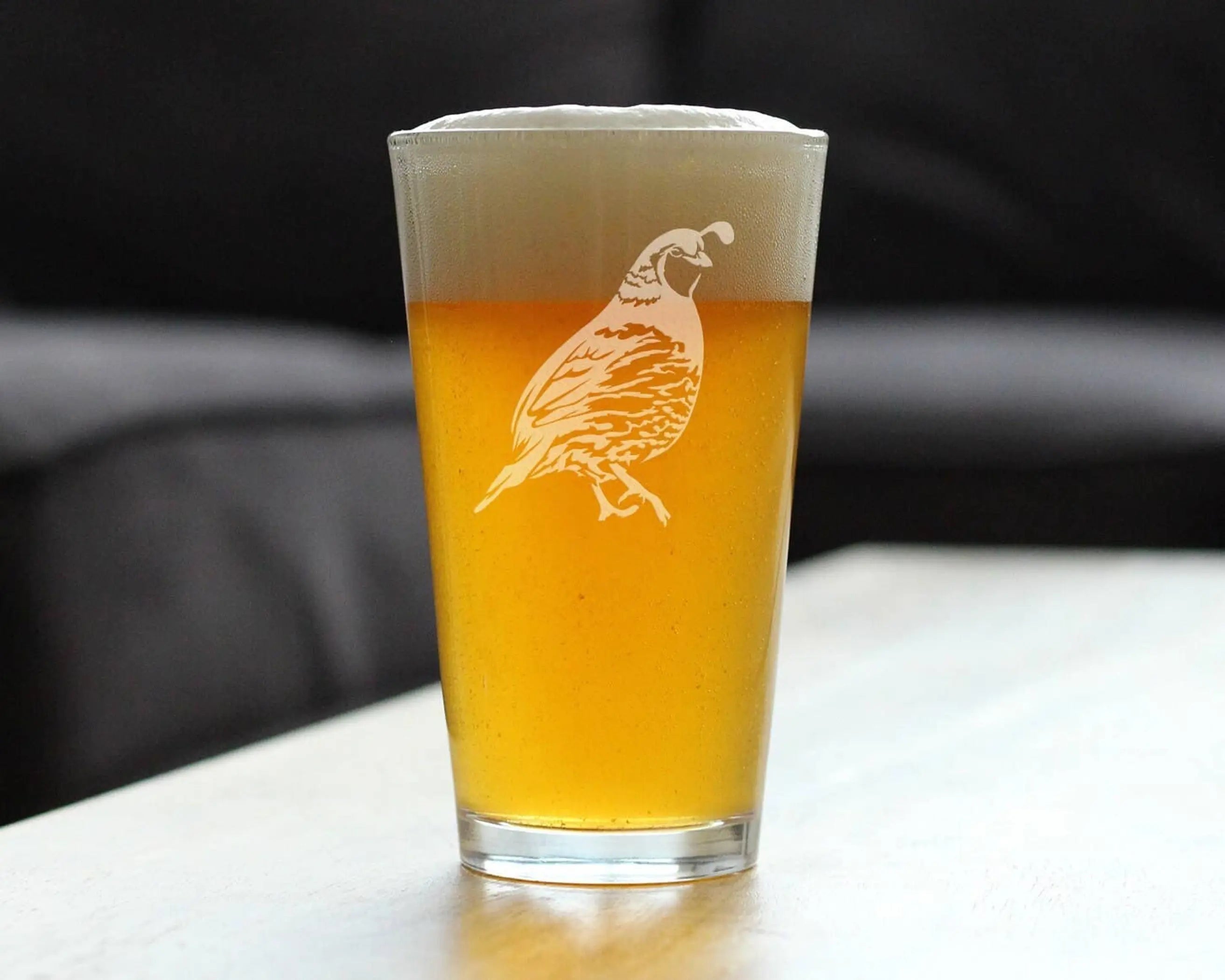 Quail Pint Glass for Beer - Bird Hunting Gifts and Decor Bevvee