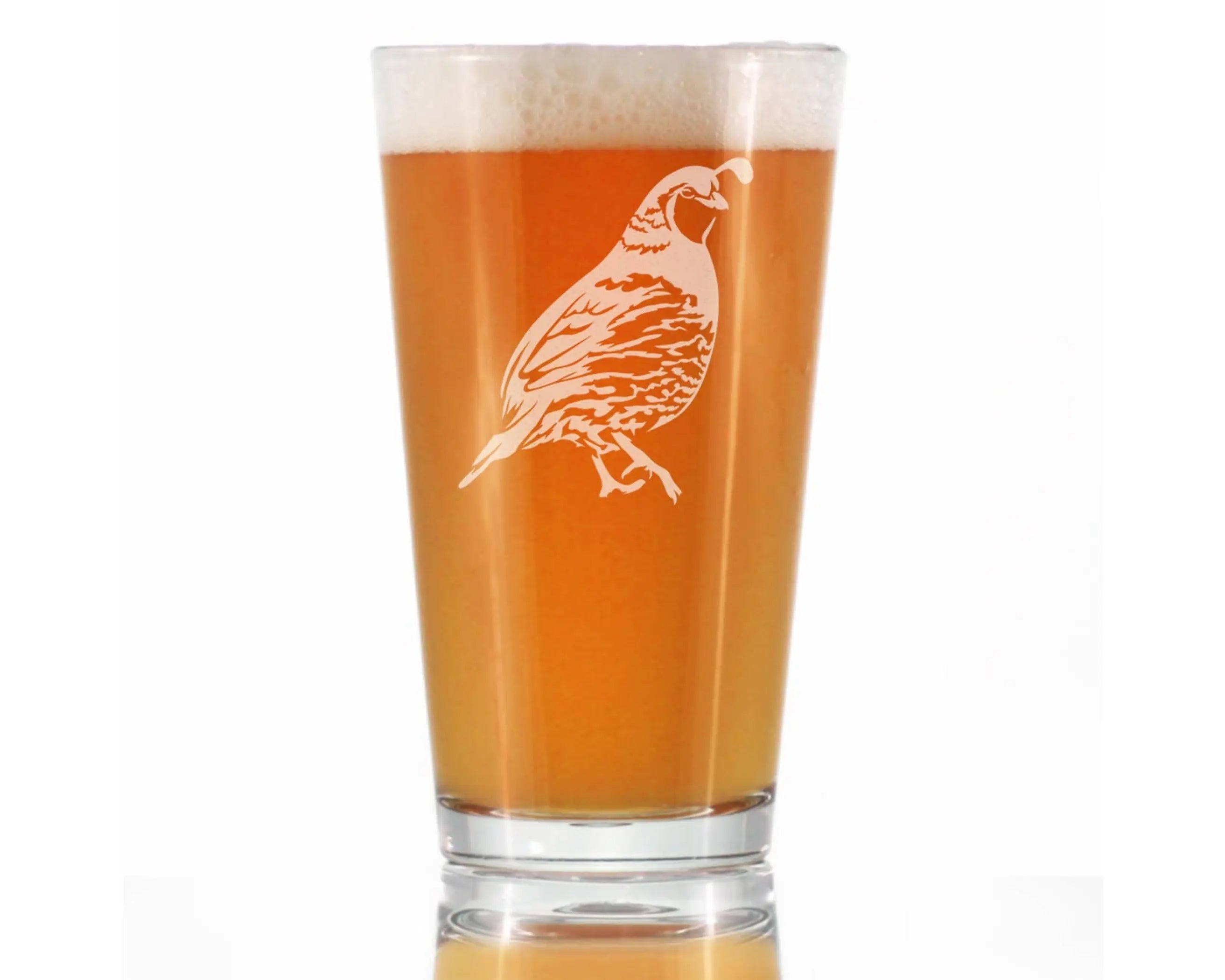 Quail Pint Glass for Beer - Bird Hunting Gifts and Decor Bevvee