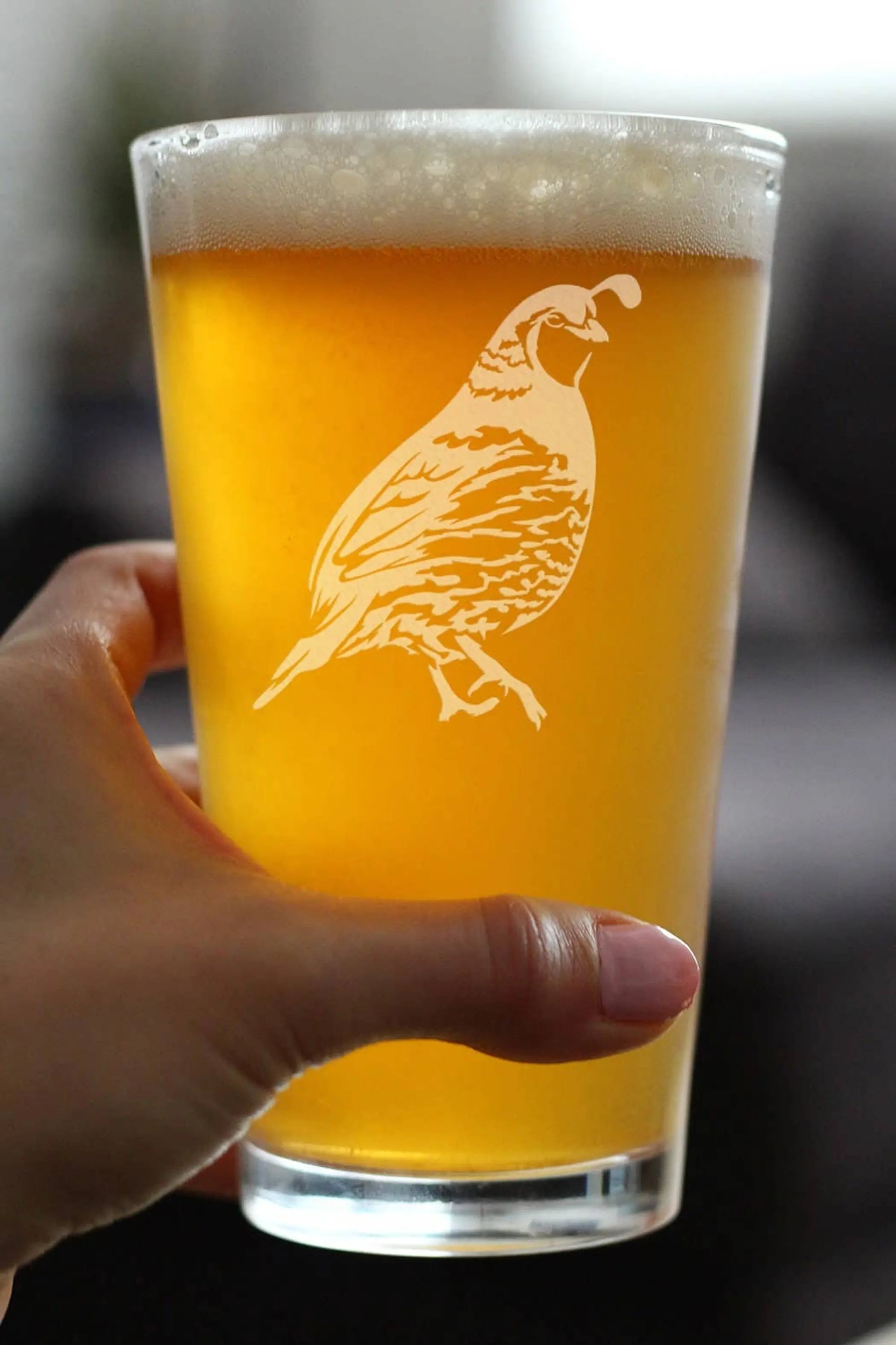 Quail Pint Glass for Beer - Bird Hunting Gifts and Decor Bevvee
