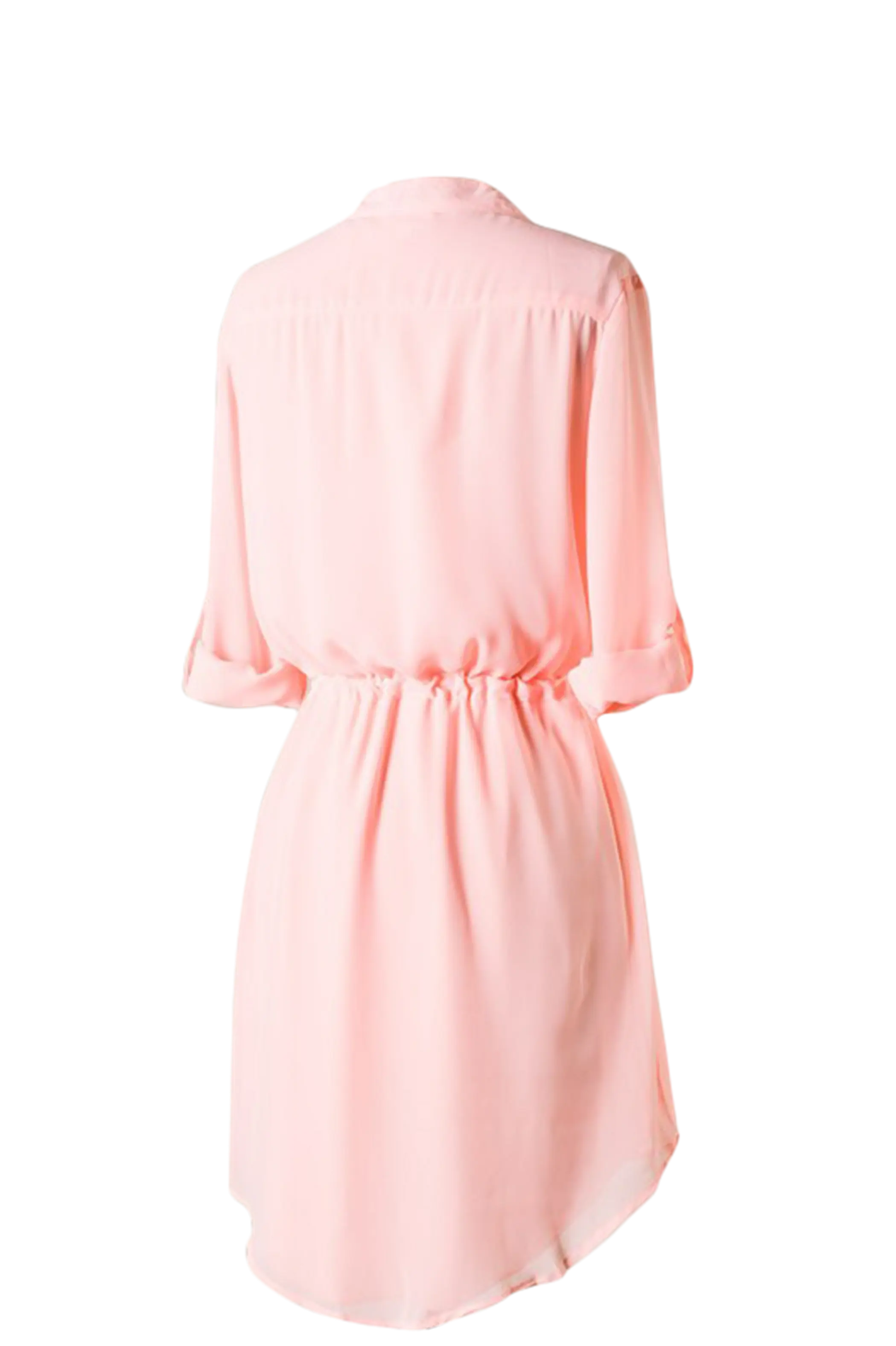 Quarter Sleeves V-cut dress with banded waist Peach SurelyMine