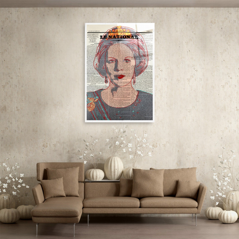Queen Beatrix Newspaper Glass Wall Art Monique Store