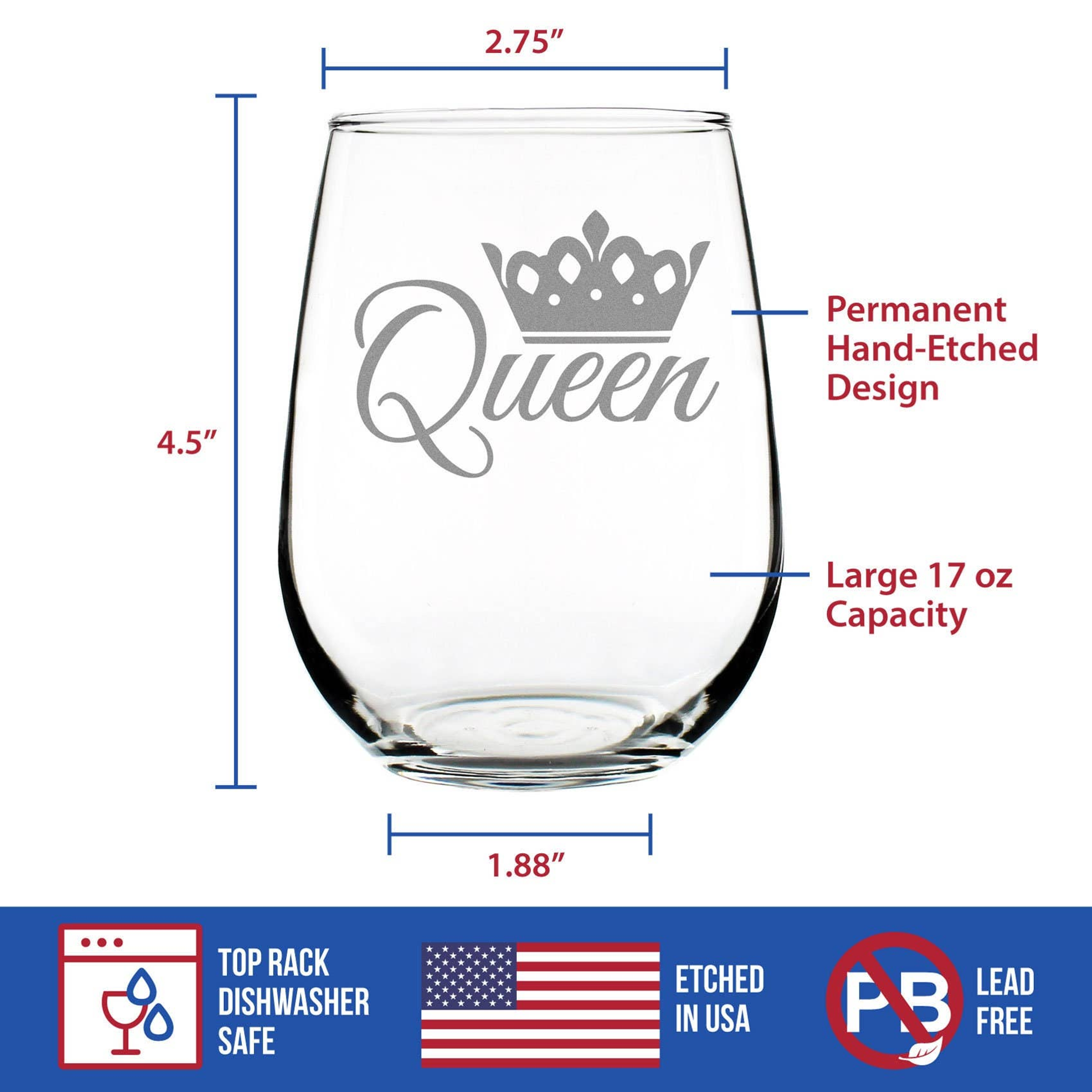 Queen Stemless Wine Glass -  Gifts and Decor Bevvee