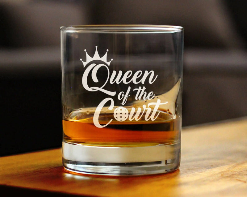 Queen of the Court Whiskey Rocks Glass - Pickleball Gifts Bevvee