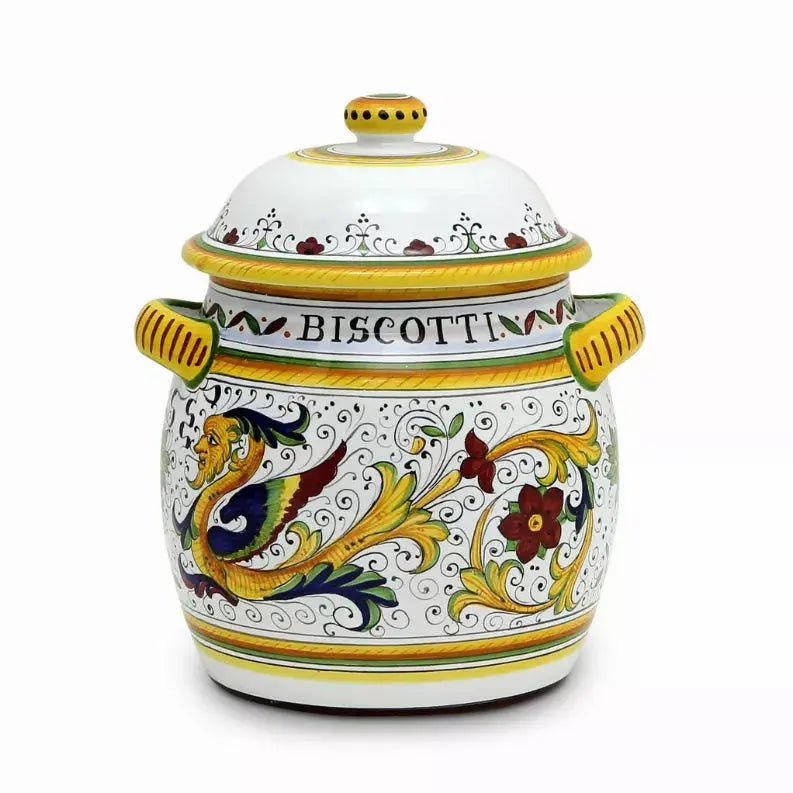 RAFFAELLESCO: Traditional Deruta Biscotti Jar Artistica Italian Gallery