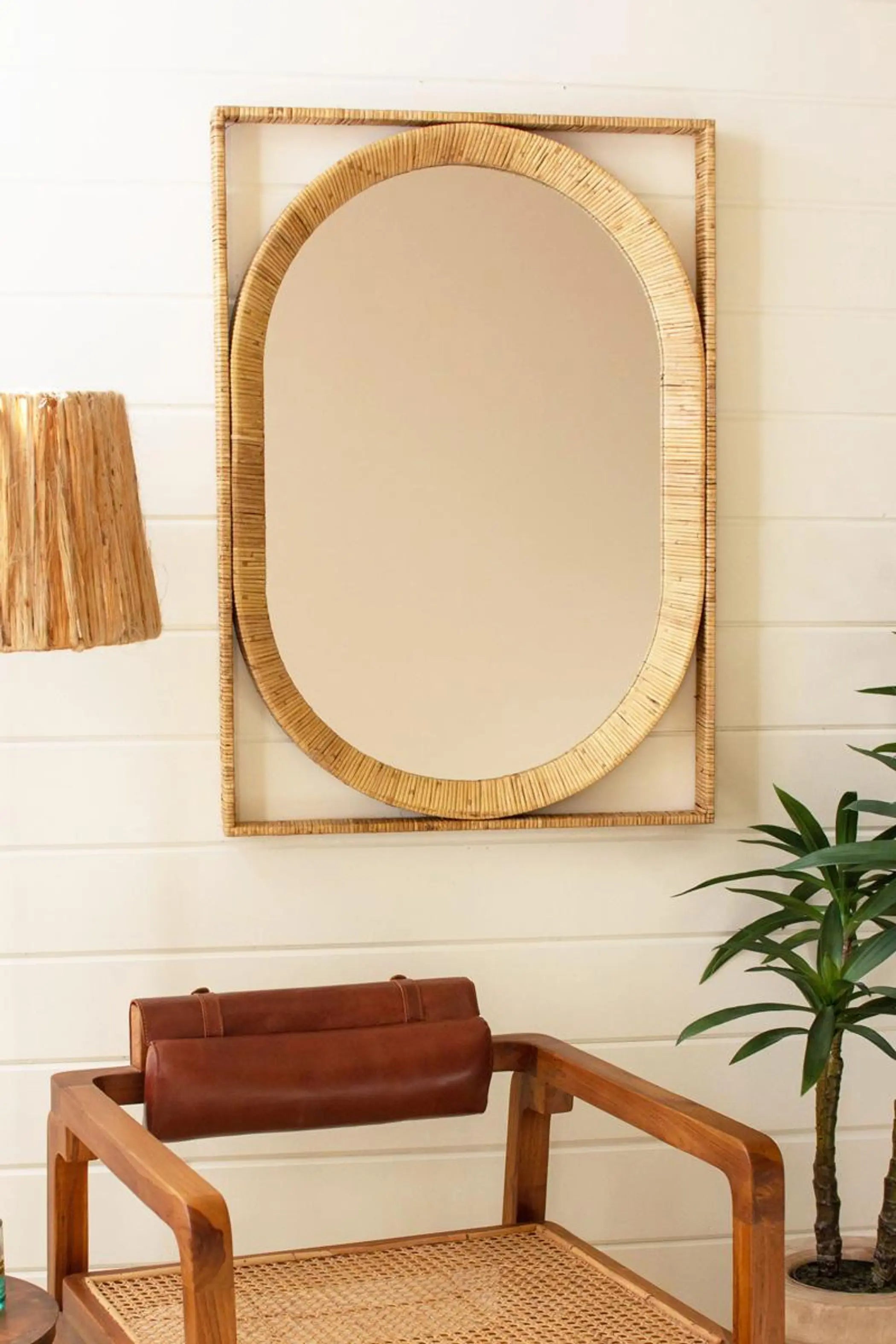 RECTANGLE/OVAL CANE WRAPPED MIRROR Kalalou