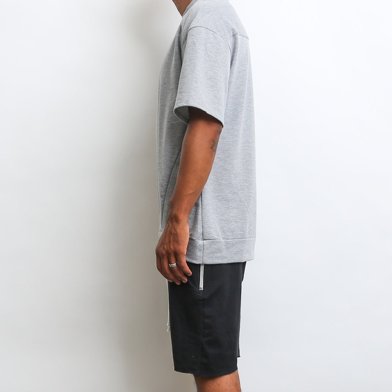 REVERSE FRENCH TERRY TEE- GREY WEIV