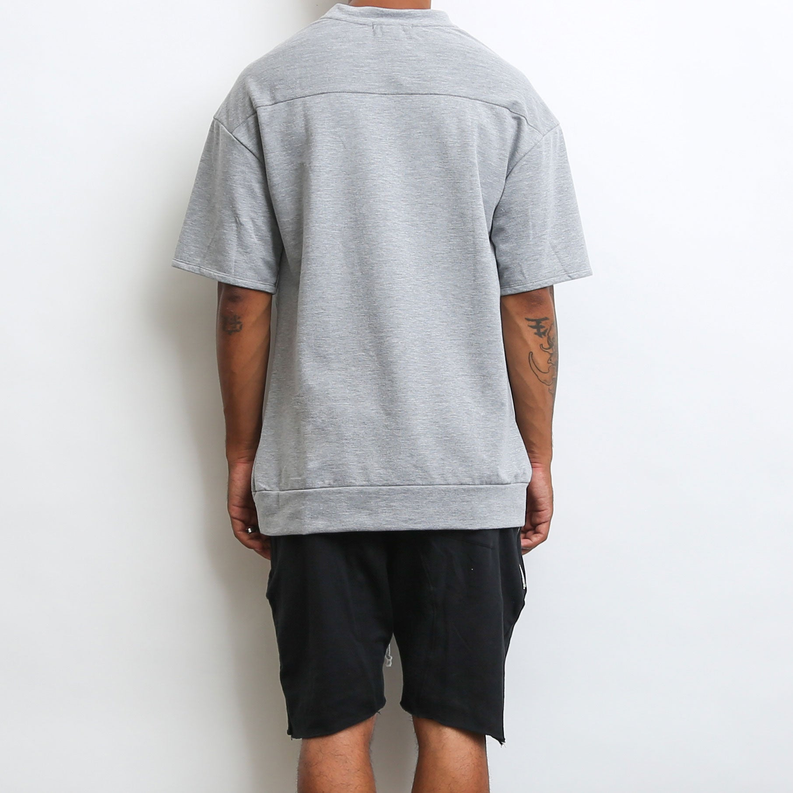 REVERSE FRENCH TERRY TEE- GREY WEIV