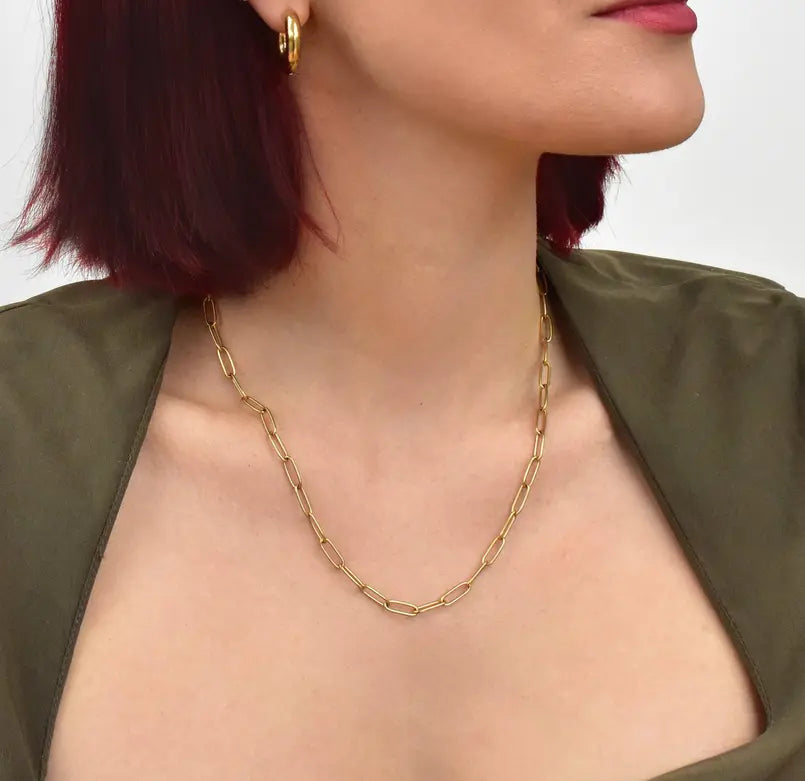 RICKY GOLD PAPERCLIP CHAIN NECKLACE Mai Desiree